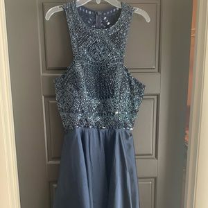 Sherri Hill Navy Beaded Homecoming Dress